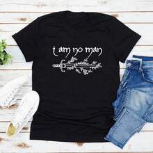 Popular 2026 'I'm Not A Man' T-Shirt, Fantasy T-Shirt, T-Shirt For Readers And Book Lovers, Book Lover T-Shirt, Women's Graphic Tees, Streetwear T-Shirt, Women's Clothing - 黑色 - 查看 6
