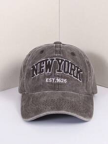 1件刺繡NEW YORK棒球帽，可調節防曬休閒帽，適合男孩女孩，春秋旅行、海邊度假遮陽帽 - 咖啡 - 查看 4