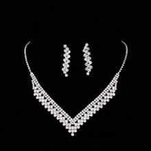 1 Set Sparkling Rhinestone Encrusted Necklace And Earrings Jewelry Set, Suitable For Formal Events - Silver - View 2