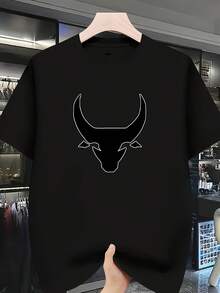 ¡Oferta por tiempo limitado, unidades limitadas,  relámpago! Camisas casuales para mujer, camisetas de poliéster para mujer, camisas elegantes.Casual y con estilo |   Camiseta unisex informal estampada: con un gráfico de un toro negro, estampado en blanco y negro, tejido ligero, cuello redondo, estilo veraniego, lavable a máquina, camiseta retro. - Negro - Ver 9