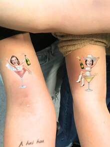 1/10/20/30/60pcs Custom Temporary Stickers, Suitable For Birthdays, Weekend BBQs, Cocktail Parties, Christmas & Holiday Parties, Favorite Single Party Temporary Tattoos, Fade-Resistant, Personalized Gift, Wedding - Multicolor - View 4