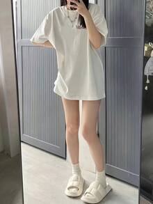 Women's Short-Sleeved T-Shirt, Top Of Pure Quality - [白色的] - 查看 3