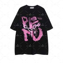Short-Sleeved, Thick Cotton T-Shirt For Summer, With Letter Print, Casual And Loose Style, For Men And Women, From The American Brand High Street Chain. - 白色 - 查看 1