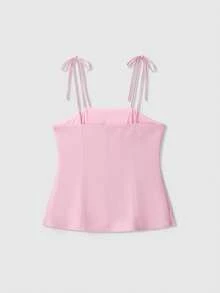 Top de tirantes con decoración de lazo, de moda para el verano - Rosa - Ver 2