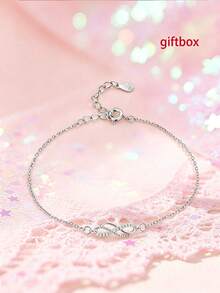 1pc S925 Sterling Silver Mobius Loop Bracelet, Geometric Niche Design With Embedded Synthetic Cubic Zirconia, Fashionable & Exquisite Girl's Jewelry, Suitable For Daily Wear, Birthday, Holiday Or Party Gift - Infinity Symbol - View 2