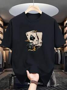 Camiseta estampada de moda para hombres - Negro - Ver 8