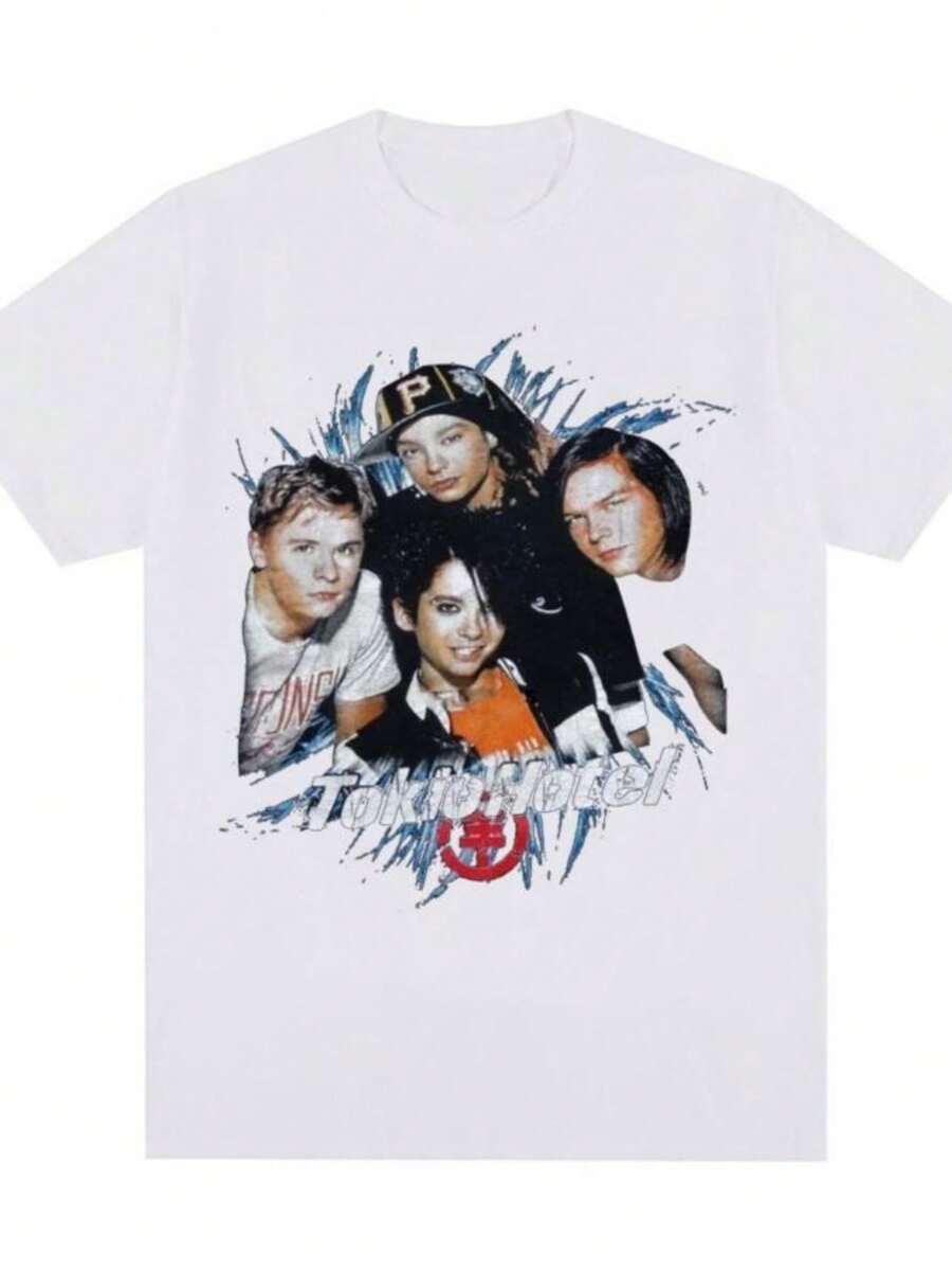 playeras de mujerRock Band Tokio Hotel Graphic Men Women T Shirt Hip Hop Punk Gothic Vintage T-shirt Cotton Short Sleeve Tee Shirt Oversized Streetwear - Blanco - Ver 1