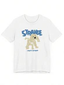 Elegante Camiseta de Cuello Redondo para Mujer con Estampado de Perro de Dibujos Animados y Letras |   Colección Primavera/Verano 2026, Diseño Versátil - Alta Calidad - Blanco - Ver 7