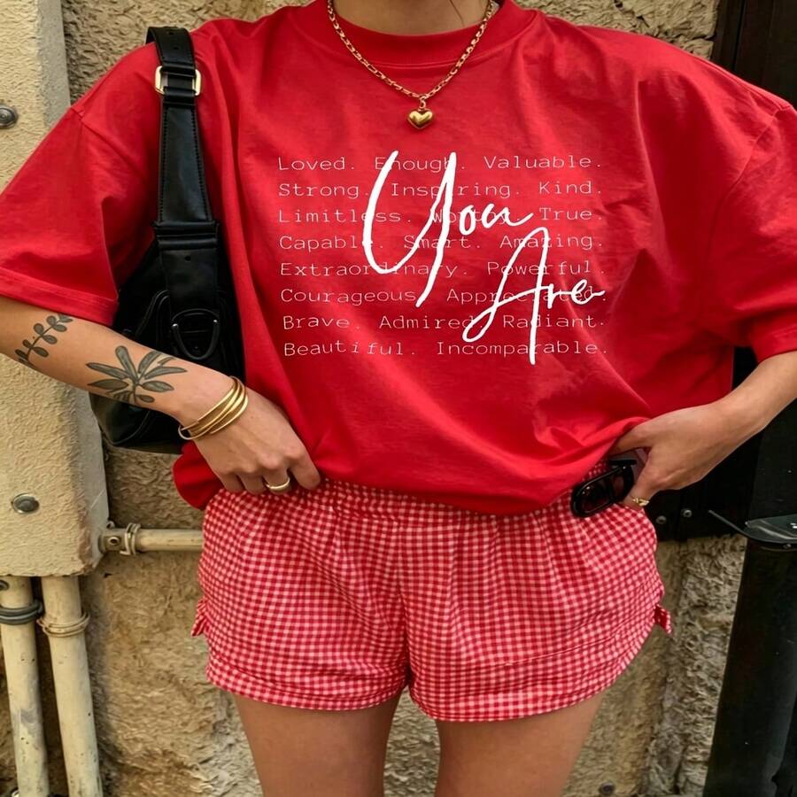 Heartfelt Daily Casual Graphic T-Shirt 100% Cotton Oversized Soft Breathable Casual Crewneck Short Sleeve Top Aesthetic Minimal Lifestyle Cute Vintage Retro Vibe Trendy Basic Casual Wearers Fashion Lovers Daily Outfit Enthusiasts Gift Givers