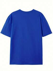 Women's Casual Blouse, Simple Style For Everyday Wear - Excellent Women's Clothing On  - Women's Casual T-Shirt, Round Neck And Short Sleeve, Made Of Sweat-Absorbing Fabric With A Loose And Breathable Fit, Combined With A Printed Design, Modern And Versatile For Casual Daily Wear And Multiple Occasions, Comfortable, Soft And Simple Short Sleeve Top For Everyday Wear. - 藍色 - 查看 3