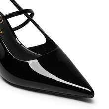 Mary Jane Shoes Women Kitten Slingback Pointed Closed Toe Heels Dress Party Casual Comfortable Pumps Shoes - 黑色 - 查看 8