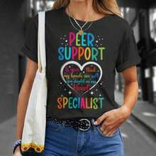 Peer Support Specialist - Peer Recovery Support T-Shirt (Heart) Unisex - Black - View 2
