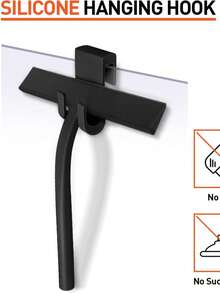 Matte Black Silicone Squeegee, Seamless Cleaning Tool For Bathroom Glass Doors, Mirrors, Tiles, Car Windows - Black - View 11