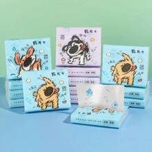 3包/120张可爱小狗印花餐巾纸，卡通图案，可爱纸巾，适合女孩、学生、派对、生日等场合，便携式纸巾，可放在车内使用。 - 瘋狂甩甩狗隨機3包(120張) - 查看 3