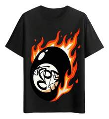 Burning Flame Ball T-Shirts - Black - View 7