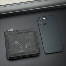 CarrKen新款男士钱包，复古时尚老鹰图案，多功能卡包，适合年轻学生，用途广泛 - 彩色 - 查看 4