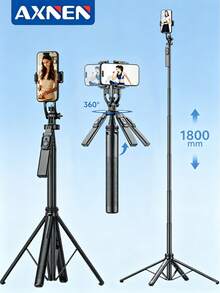 AXNEN Gậy selfie siêu dài 180cm/70.9in, chân đế nhôm điều khiển từ xa Bluetooth, giá đỡ điện thoại đa chức năng có thể mở rộng, chân máy cho điện thoại thông minh, máy ảnh, tương thích với tất cả hệ điều hành iOS và Android. - Một cỡ - Xem 3