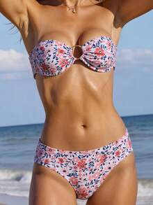 Traje de baño de dos piezas estampado para mujer, nuevo bikini con lazos, de alta elasticidad y duradero. - Color 1 - Ver 1