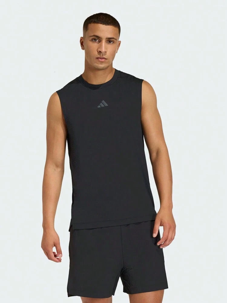 Adidas Regata Masculina D4T PRIMELIFT, Regata de Malha de Ajuste Slim com Absorção de Umidade para Treinamento de Força, Vestuário de Fitness KD0373 - Preto - Visão 1