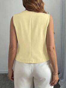 elegante de talla grande de un solo botonadura y ajustado, negro - Amarillo - Ver 2