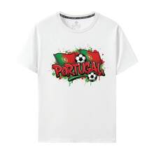 Portugal National Team Jersey For The 2026 World Cup, , Short Sleeve, Graffiti Style, Modern, Pure Cotton, For Men And Women - 白色 - 查看 8