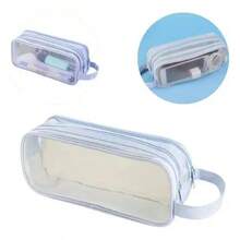 Lapicera De Papelería Transparente De Gran Capacidad Estuche Azul Claro Coffee cups Vasos Tazas para cafe bonitas Matcha Vasos con tapa y popote Snack box - 1 - Ver 6