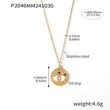 Devil's Eye  Necklace And Ring, Creative  Titanium Steel 18K Gold Plated, Color Retaining, In-Stock Jewelry - P2045 - Dây chuyền mắt vàng đen 40+5cm - Xem 7