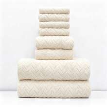 8 Piece Cotton Bath Towel Set, Ultra Soft Highly Absorbent Quick Dry Towels, Includes Bath Towels, Hand Towels And Washcloths, Lightweight Towel Set For Bathroom, Gym, Spa, Hotel And Daily Use - Champagne - View 12