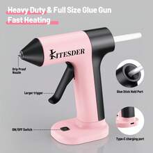 60W  Hot Glue Gun Dent Reomval Kit With 30Pcs High Adhesion Glue Sticks, Fast Preheating Hot Melt Glue Gun And Sticks Set,Charge&Battery, For Craft DIY And Quick Home - (Pink) Updated Version - View 6