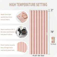 Accordion Style Non-Magnetic Folding Door Curtains DoorwaysCloset, Room Divider Pleated Drapes With Hooks Interior Living RoomBedroomOpen Closet, Pink, W39x L78 Inches, 1 Panel - 39"W X 78"L (Pack Of 1) + Pink - View 2