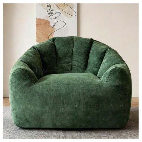 Round Ergonomic Pouf That Conforms To The Contours Of The Body For Optimal Relaxation And Comfort At Home. - 綠色 - 查看 1