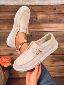 Women's Breathable Lightweight Sneakers - Low-Top Lace-Up Design For Summer, Lightweight Sole Suitable For Running, Walking, Tennis And Casua - Beige - View 1