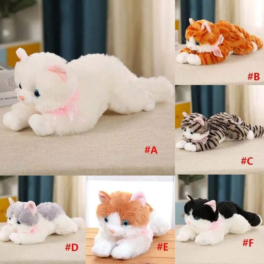 Peluche de Gato Suave para Decoración del Hogar, Almohada de Gato de Simulación para Dormir - 40 cm-D - Ver 1