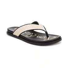 Sam Edelman Women's Lila Flip Flop Thong Sandals |  | Women Flip-Flops - Linen/Black Faux Raffia - View 1