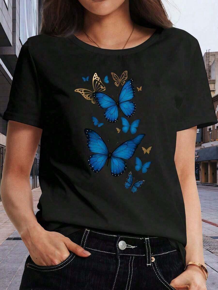 Camisetas Gráficas para Mujer, Camiseta Casual de Manga Corta y Cuello Redondo con Estampado 'Blue Heeler Mama', Corte Regular, Tejido de Punto para Uso Diario, Cottno - Negro 3 - Ver 1