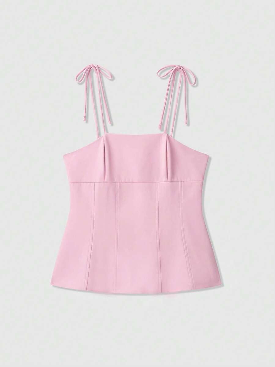 Top de tirantes con decoración de lazo, de moda para el verano - Rosa - Ver 1