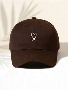 1pc Washed Baseball Cap With "Heart" Print Pattern, Fashionable Minimalist Casual Versatile , High-Quality All-Season Decorative Item, Essential Unisex Fashion Accessory Suitable For Outdoor Activities - Baseball - View 2
