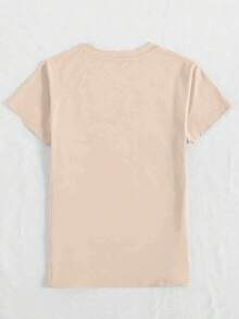 Women's T-Shirt 100% Cotton, Short Sleeve, Regular Fit - Vibrant Design With Floral Nurse Print And 2D Geometric Drawing, Casual And Fun Style, Round Neck, Available In Multiple Colors And Sizes For All Seasons, Festive Fashion, Retro Aesthetic, Breathable Material, Fun. - 杏色 - 查看 2