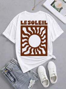 Camiseta de vacaciones con estampado de girasol, camiseta gráfica de manga corta, cuello redondo, corte holgado y casual para mujer, temporada de vuelta al colegio100% Cotton - Blanco 2 - Ver 4