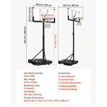 Portable Basketball Stand, 10 Ft Height Adjustment Basketball Hoop & Goal, Portable Basketballs Hoop With 48 Inch PC Backboard & Wheels For Kids, Teens, Adults In Driveways, Pools, Schools - 10 ft with Wheels - 查看 11