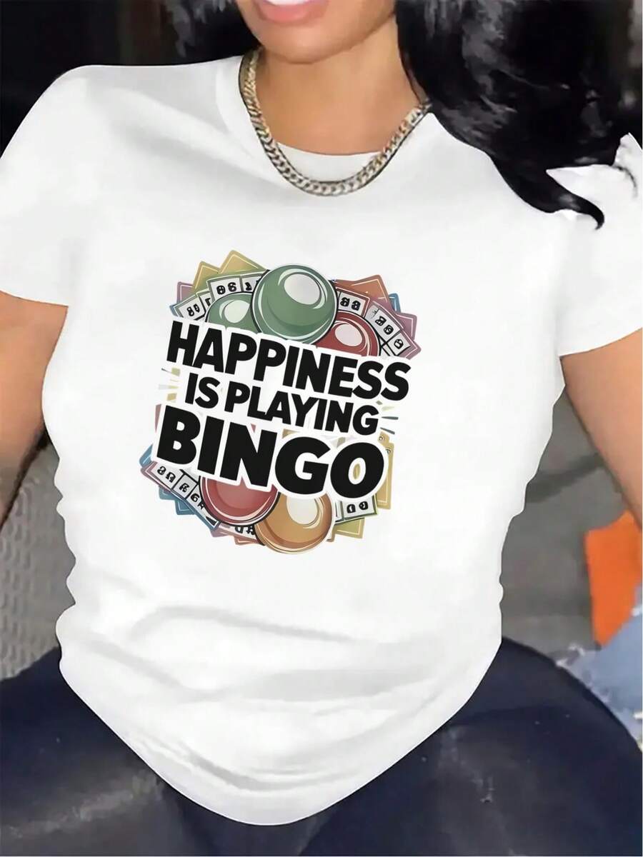 Short-Sleeved T-Shirt For Bingo Enthusiasts | Durable And Comfortable, Ideal For The Living Room Or A Game Night, With A Fun Graphic Design And Soft Fabric, It Is The Perfect Gift For Adults Who Enjoy Leisure Activities. - 白色 - 查看 1