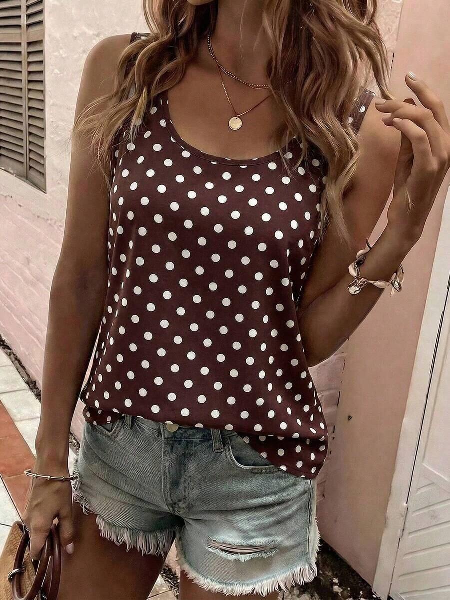 LUNE La nueva moda primavera y verano, chaleco casual de cuello redondo a rayas azul y blanco con cuello profundo rojo en contraste - Multicolor 3 - Ver 1