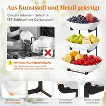 Soporte de plástico de 3 niveles para frutas con estante de metal, frutero/cesta/bandeja de servir negra, accesorio práctico para buffets y fiestas para aperitivos, verduras, galletas y postres, 28 x 35 cm. - Negro - Ver 3