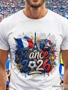 Camiseta de Fútbol de la Copa Mundial  Francia 2026, Camiseta para Aficionados - Negro - Ver 1