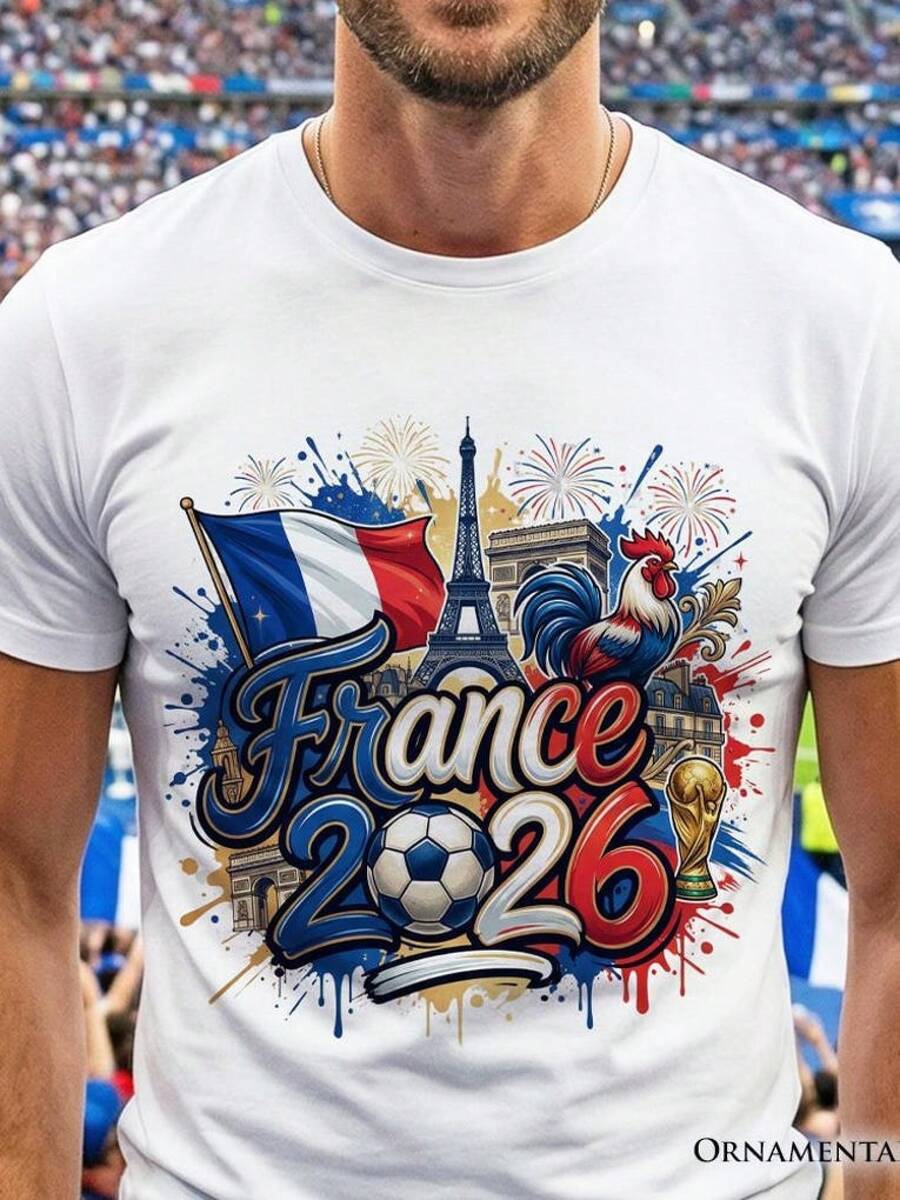 Camiseta de Fútbol de la Copa Mundial Francia 2026, Camiseta para Aficionados - Negro - Ver 1