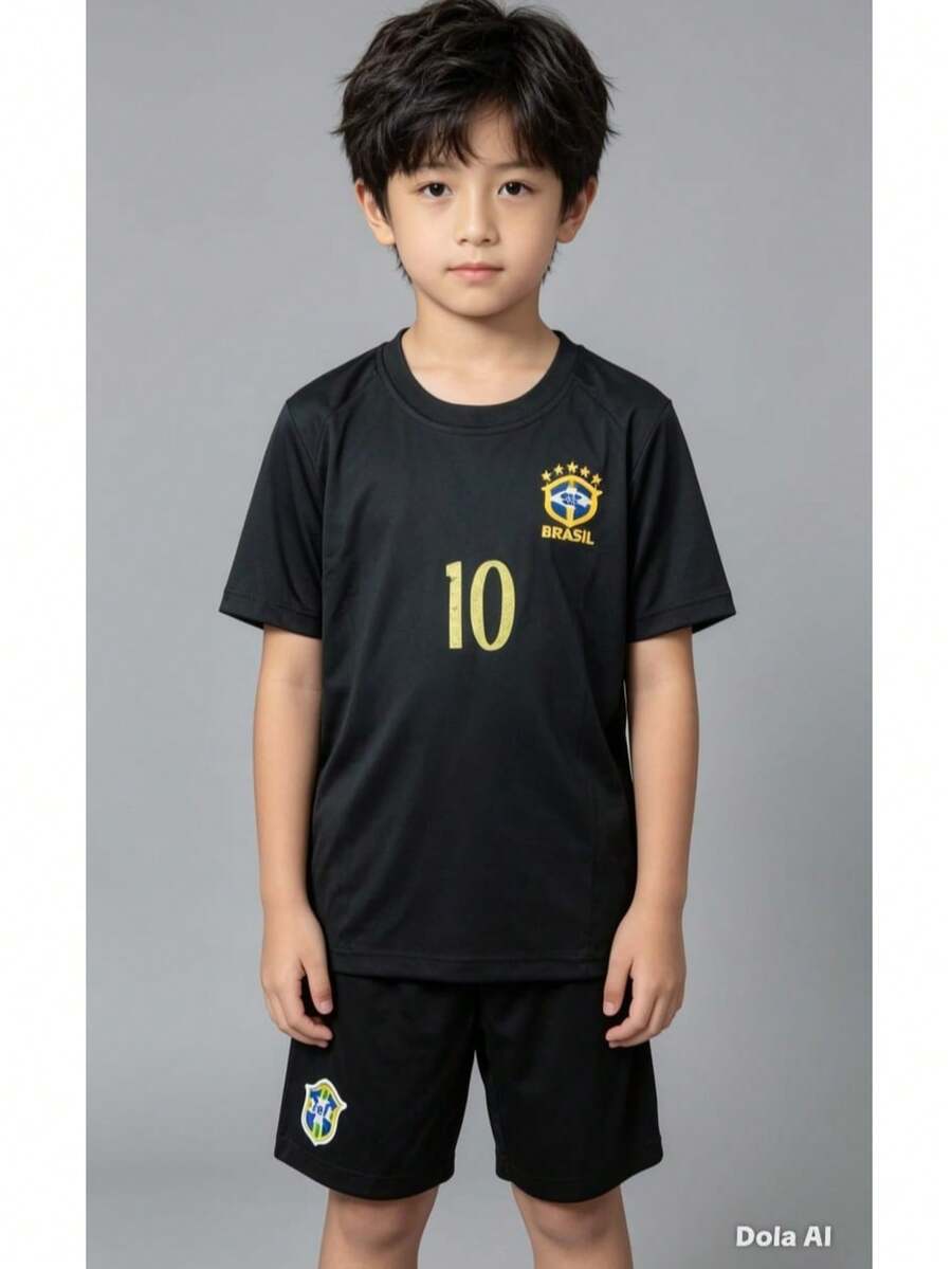 Brazilian National Team Kids' Outfit All Black 2026 - 黑色 - 查看 1