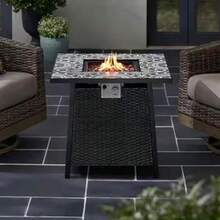 LUTEMA Brasero Exterior De Gas Propano En Acero de 75 Centimetros De Ancho y 50000 Btu Capacidad De Calefaccion con Detalle De Rocas De Lava - blanco - Ver 3