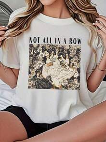 100% Cotton T-Shirt With Duck And Flower Print, Non-Aligned Text - Casual Wear For Women And Men, Perfect For Everyday Outings, Gifts, And Fun Statements - 100% Cotton Women's Simple Solid Color T-Shirt, Loose And Slim Fit Casual Short Sleeve - 黑色 - 查看 8