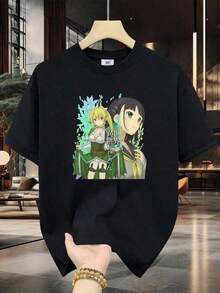 Under The Radar 100% Men's T-Shirt - Short Sleeve, Crew Neck, Digital Print, Comfortable For All Seasons, Machine Washable, Ideal For Daily Outings, Crew Neck, Circular Design, Casual Summer T-Shirt, Anime Manga Style, Muscle Freaks Anime Girl Otaku Isekai-Vintage Street Style Unisex Loose Cotton Short Sleeve Crew Neck T-Shirt Y2k T-Shirt Shirt - 黑色 - 查看 1