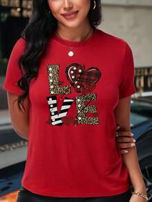 Women's Oversized Red Summer 2026 T-Shirt, Two Designs Available (Mixed Hearts And Cherries With Phrase). Loose-Fitting Youth T-Shirt With Heart And Cherry Prints, To Combine With Leggings Or Skinny Jeans. - YH637-紅色 - 查看 1